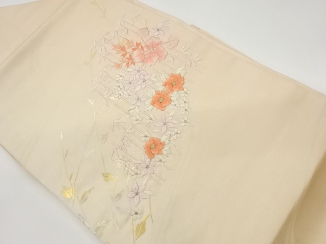草花模様刺繍名古屋帯